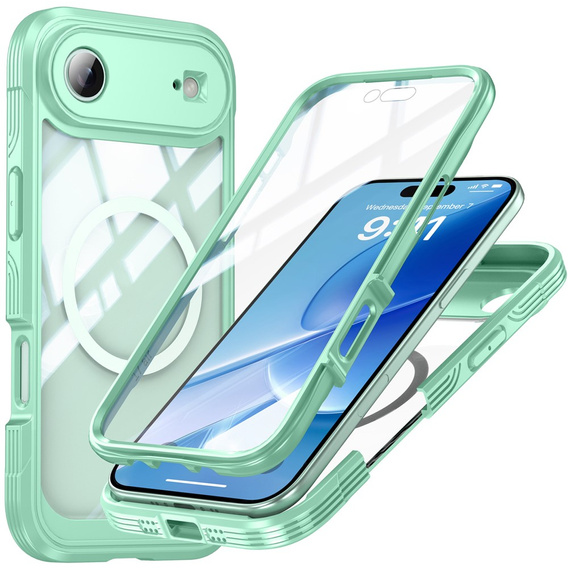 Etui do iPhone Air, Shockproof, ze szkłem, do MagSafe, zielone