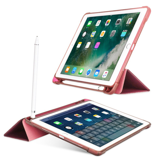 Etui do iPad 9.7" 2018/2017 (6/5 gen.) / Air 2/1 9.7" 2014/2013, Smartcase z miejscem na rysik, różowe rose gold