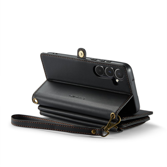 Etui CASEME do Samsung Galaxy A55 5G, RFID Leather Wallet, z paskiem na ramię, czarne