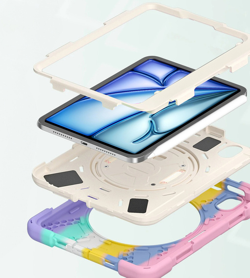 Etui do iPad Air 11" 2025/2024 (7/6 gen.), Pancerne obrotowe 360, Wielokolorowe