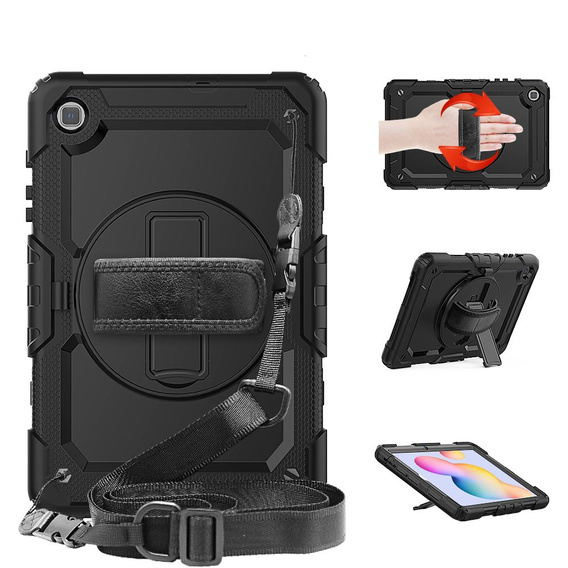 Etui pancerne do Samsung Galaxy Tab S6 Lite 10.4" 2020/2022/2024, ochronne 360 z miejscem na rysik, Czarne