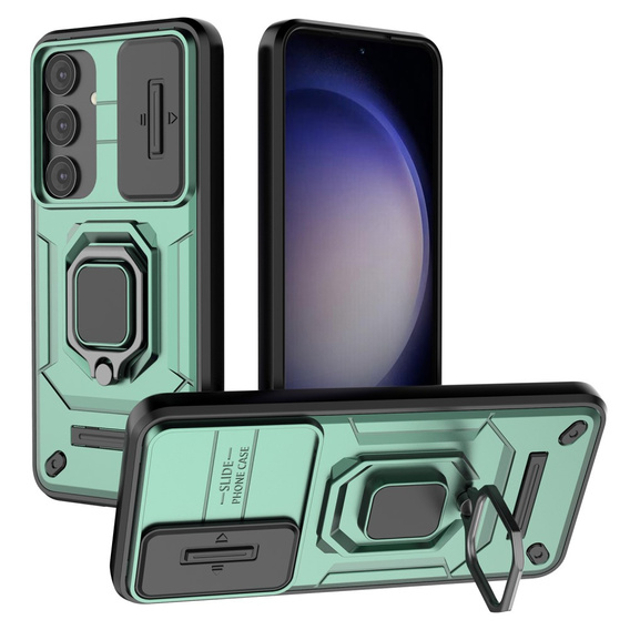 Etui do Samsung Galaxy S24, KickStand Camera Lens, zielone