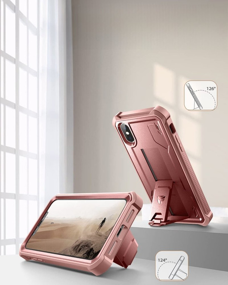 Etui pancerne do iPhone XS Max, Dexnor Full Body, różowe