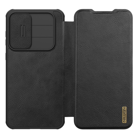 Etui z klapką NILLKIN do Samsung Galaxy A56 5G, CamShield Qin Pro, skórzane, czarne