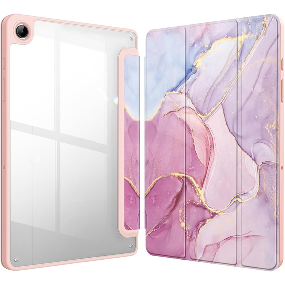 Etui Smartcase Hybrid do Samsung Galaxy Tab A9+, z miejscem na rysik – różowe Marble