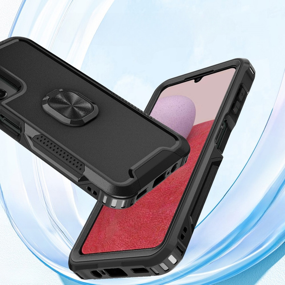 Etui do Samsung Galaxy A14 4G/5G, pancerne z ringiem, czarne