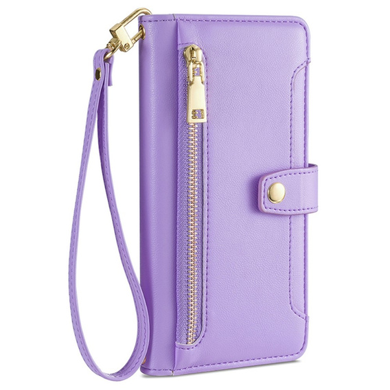 Etui z klapką do Samsung Galaxy M15 5G, Wallet Zipper Pocket, fioletowe