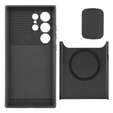 Pancerne etui do MagSafe na Samsung Galaxy S24 Ultra, ERBORD MagProtect Cam Slider, czarne