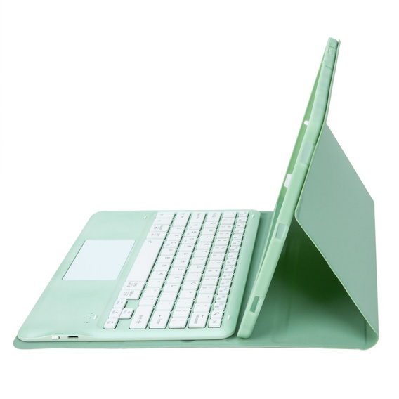 Etui z klawiaturą do iPad Pro 13" 2024 (7 gen.), Leather Pen Slot TouchPad, jasnozielone