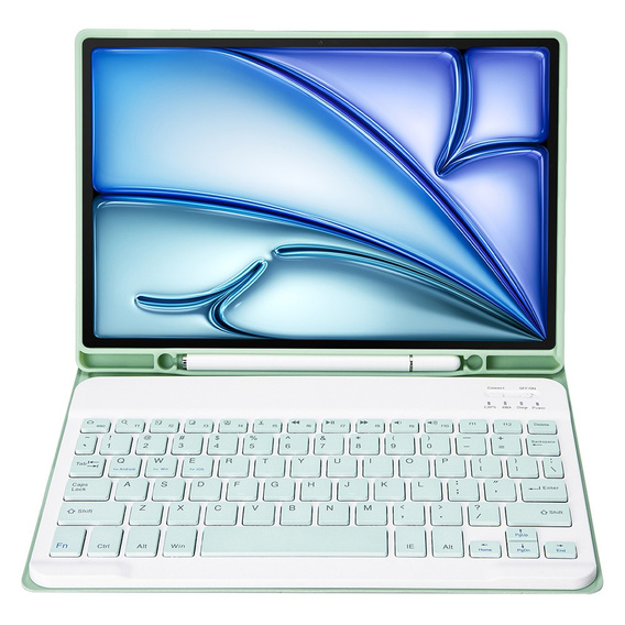 Etui z klawiaturą do iPad Air 11" 2025/2024 (7/6 gen.), Leather Pen Slot, jasnozielone