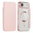 Etui z klapką do iPhone Air, RFID Wallet MagSafe z ochroną aparatu, różowe