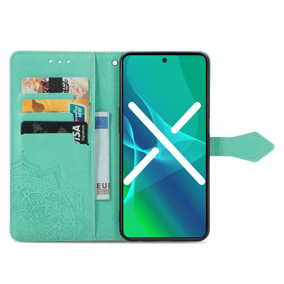 Etui z klapką do Oppo A98 5G, Mandala, zielone