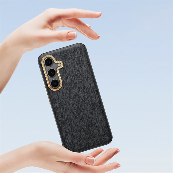 Etui skórzane do Samsung Galaxy S25, leather hybrid, czarne