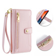 Etui z klapką do Realme 14 Pro+ 5G, Wallet Zipper Pocket, różowe