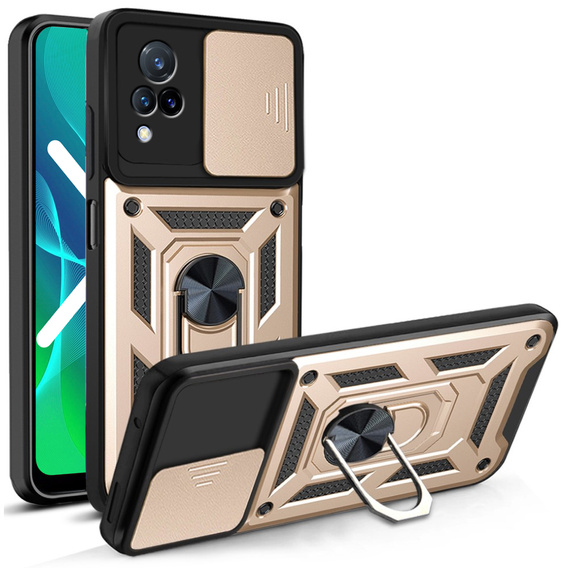 Etui pancerne do Vivo V21 5G, CamShield Slide, złote