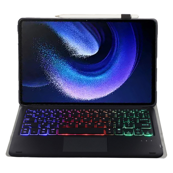 Etui z podświetlaną klawiaturą bluetooth touchpad do Xiaomi Pad 6 / 6 Pro, Czarne
