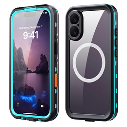 Etui do iPhone 17, Wodoodporne IP68, SHELLBOX MagSafe, niebieskie