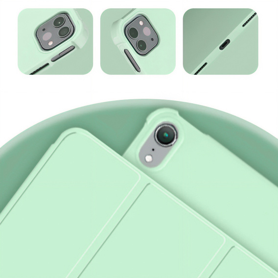Etui do iPad 11" 2025 A16 (11 gen.) / iPad 10.9" 2022 (10 gen.), Smart Pencil, z miejscem na rysik, zielone