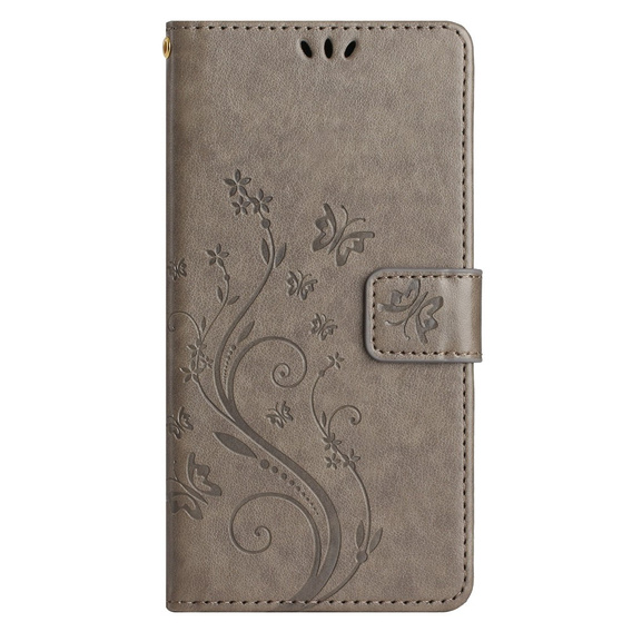 Etui z klapką do Samsung Galaxy S23 FE, Butterfly, szare