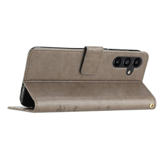 Etui z klapką do Samsung Galaxy A14 4G/5G, Butterfly, szare
