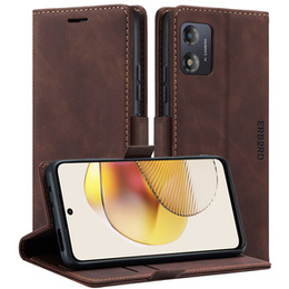 Etui do Motorola Moto G73, ERBORD Vintage portfel z klapką, kawowe