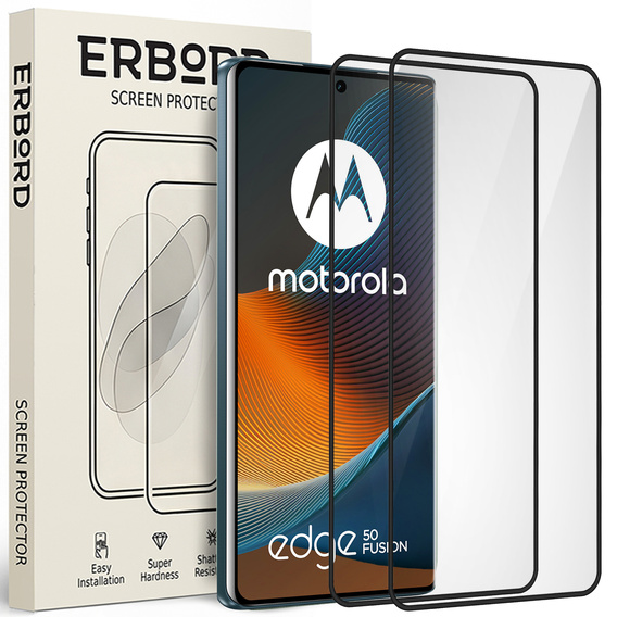 2x Szkło Hartowane ERBORD 3D do Motorola Edge 50 Fusion – ochrona całego ekranu
