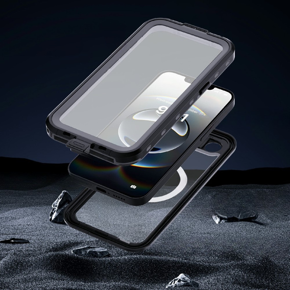 Etui wodoodporne do iPhone 16E, Redpepper, do MagSafe, czarne