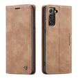 Etui CASEME do Samsung Galaxy S21 FE, Leather Wallet Case, brązowe