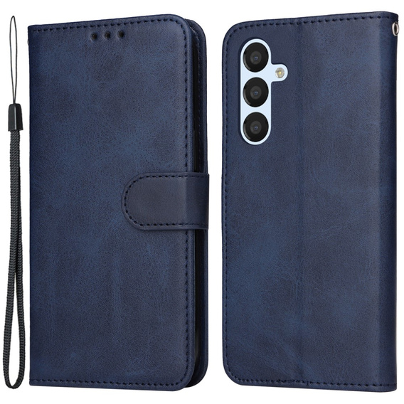 Etui z klapką do Samsung Galaxy A34 5G, Leather Wallet, granatowe