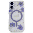 Etui GUESS HC MagSafe Resin Flowers and Glitter do iPhone 16