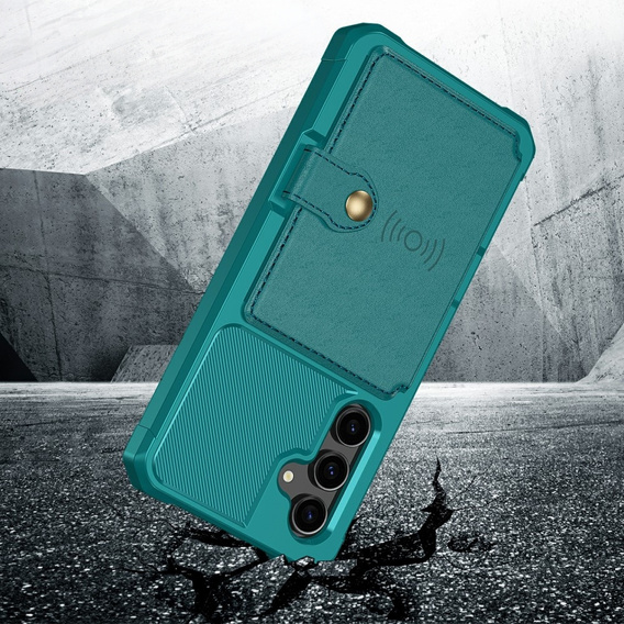 Etui do Samsung Galaxy S23 FE, Card Holder Kickstand, zielone