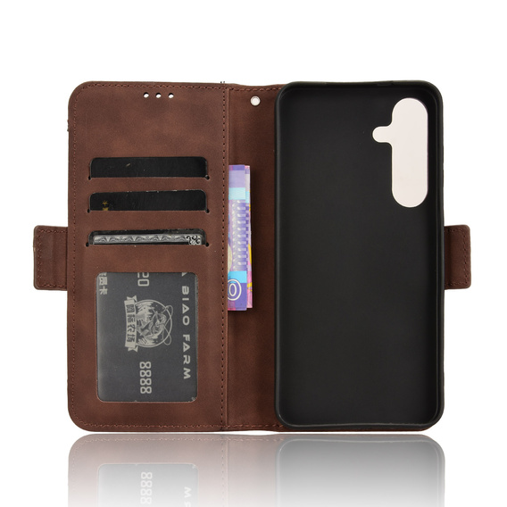 Etui z klapką do Samsung Galaxy S25 FE, Card Slot, brązowe