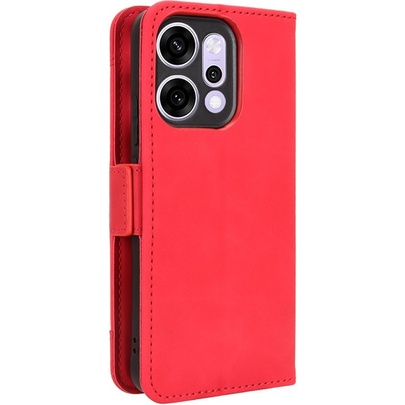 Etui z klapką do Oppo Reno 14, Card Slot, portfelowe, czerwone
