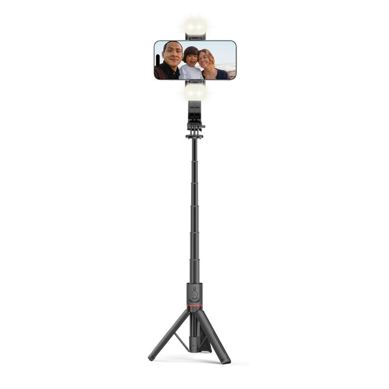 Tech-Protect Kijek Selfie Stick Tripod Bluetooth z lampą LED, czarny