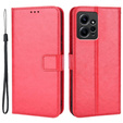 Etui z klapką do Xiaomi Redmi Note 12 4G, Crazy Horse Wallet, czerwone