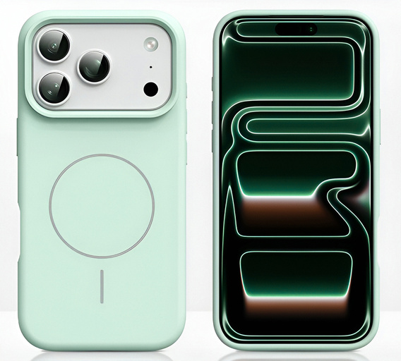 Etui silikonowe do iPhone 17 Pro, do MagSafe, antywstrząsowe, zielone