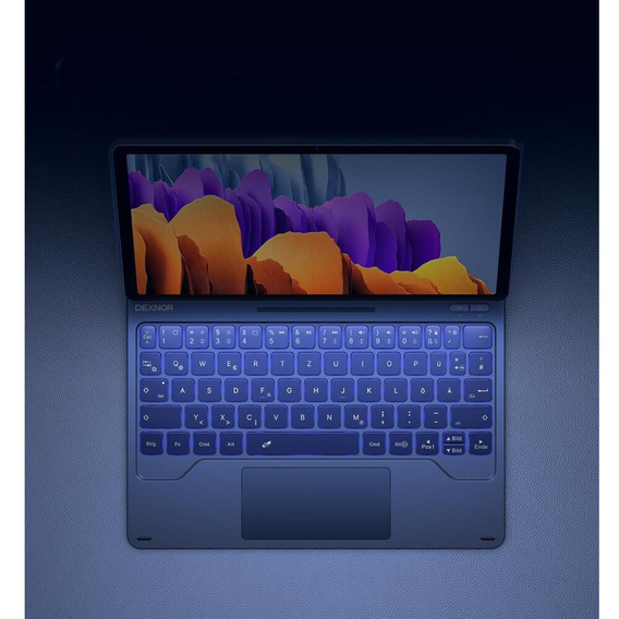 Etui z klawiaturą do Samsung Galaxy Tab S9 / S9 FE / S10 FE, Dexnor Magnetic Keyboard Touchpad, niebieskie