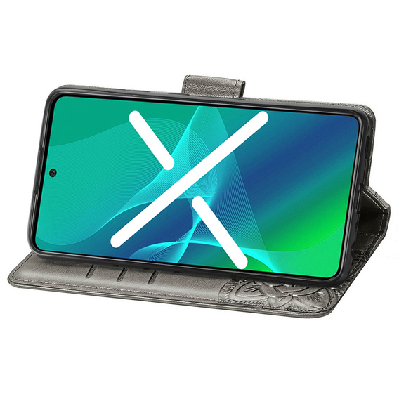 Etui z klapką do Realme 9i / Oppo A96, Butterfly, szare