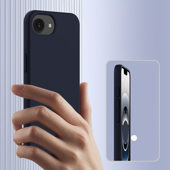 Etui do iPhone 16e, Silicone MagSafe, ciemnoniebieskie