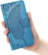 Etui z klapką do Oppo Reno 14, Motyl, portfelowe, niebieskie