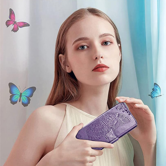 Etui z klapką Butterfly do Realme C71 – eleganckie i funkcjonalne, fioletowe