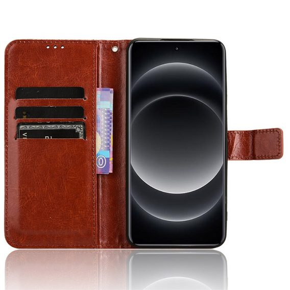 Etui z klapką do Xiaomi 14 Ultra, Crazy Horse Wallet, brązowe