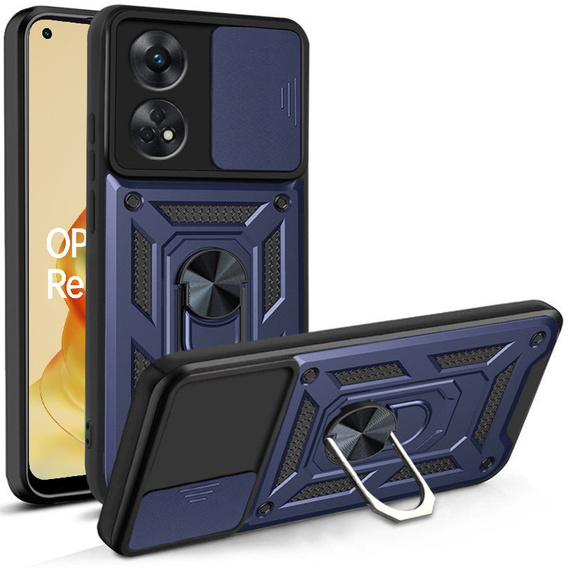 Zestaw  Etui pancerne do Oppo Reno8 T, Nox Camera Slide, niebieskie + Szkło 