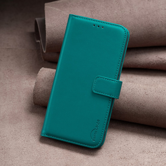 Etui z klapką do Samsung Galaxy S23 FE, BINFEN Wallet, zielone + szkło 9H