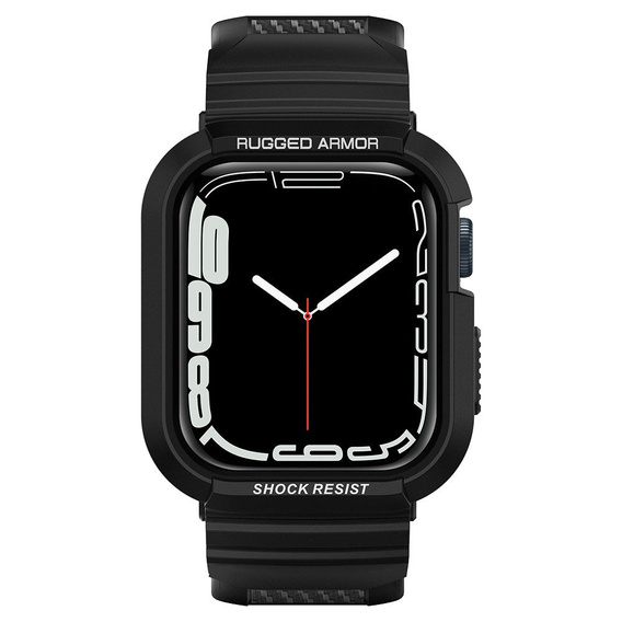 Pasek z etui Spigen do Apple Watch 4/5/6/7/8/9/SE 44/45mm, Rugged Armor Pro, Czarny