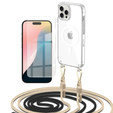 Etui ze smyczą do iPhone 16 Pro Max, ERBORD MagSafe, przezroczyste + Szkło na ekran