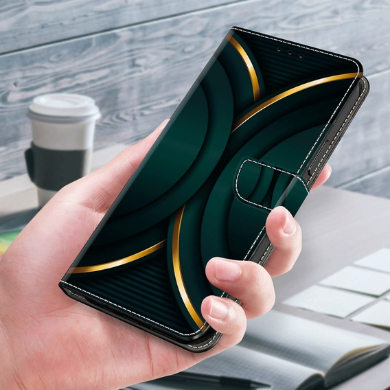 Etui z klapką do Xiaomi Redmi Note 12 4G, Wallet, Contour zielone / złote
