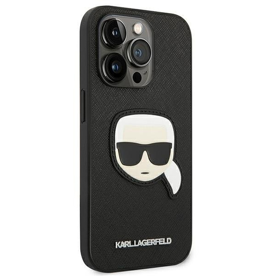 Etui Karl Lagerfeld do iPhone 14 Pro Max, Saffiano Karl's Head Patch, czarne