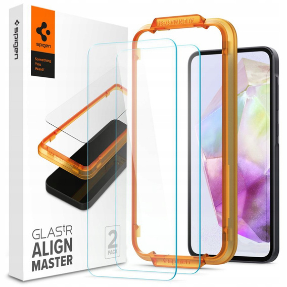 Szkło Hartowane z ramką do montażu SPIGEN Alm Glas.TR do Samsung Galaxy A35 5G (2 sztuki)