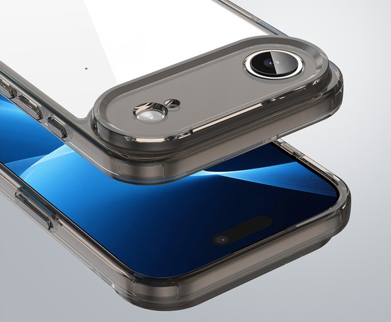 Etui silikonowe do iPhone 17 Air, z twardym tyłem, przydymione czarne